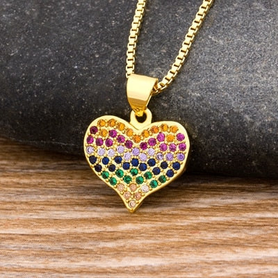 CHYLEANNA  Heart Zirconia Pendant Chain Necklace