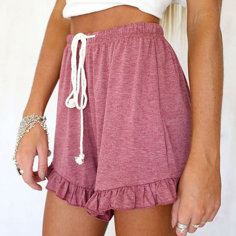 CHYLEANNA  Ruffle Hem Belted Shorts