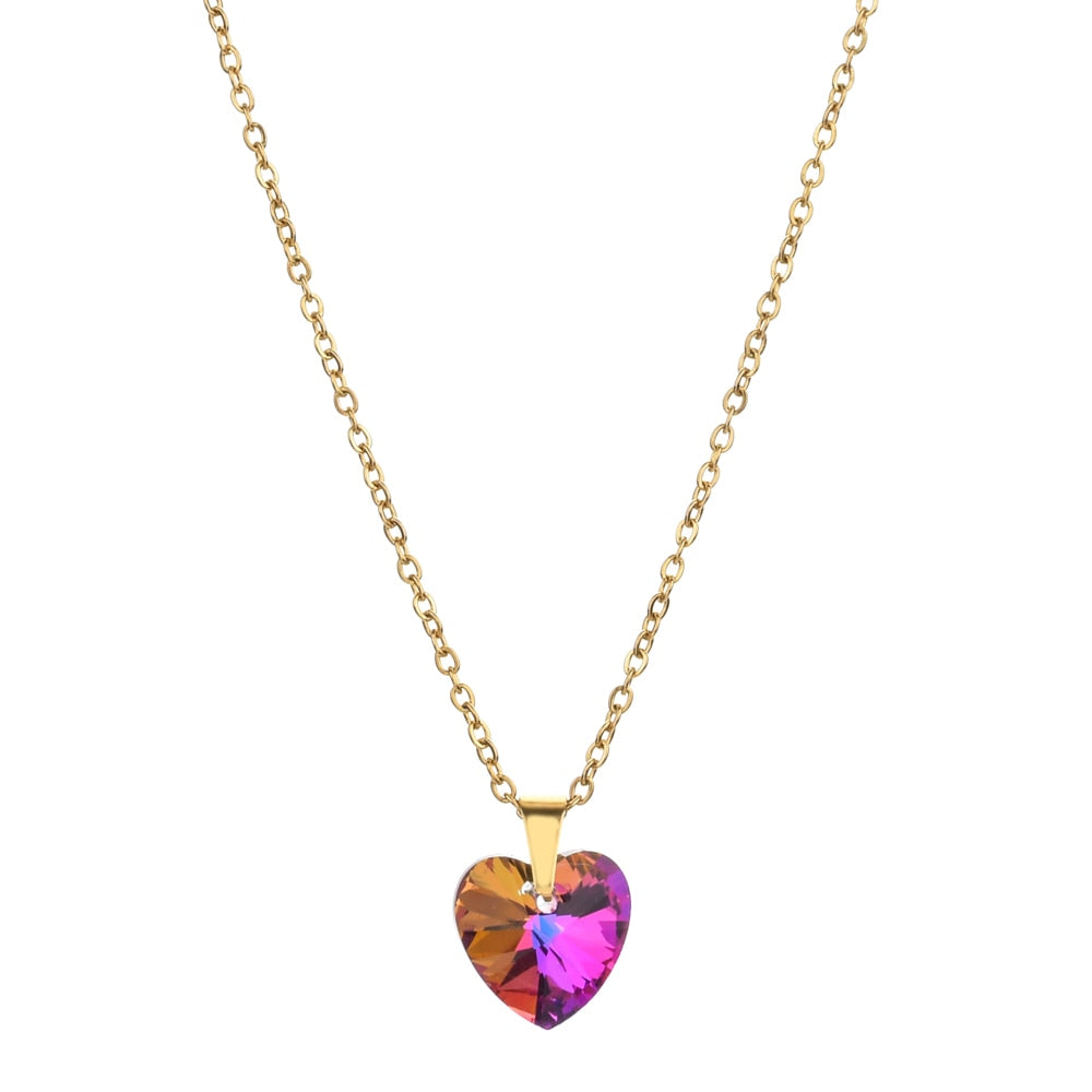 CHYLEANNA  Colourful Heart Pendants Necklace