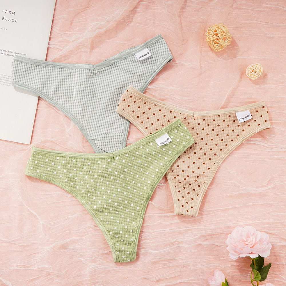 CHYLEANNA  3 Pcs/Set Cotton Dot Seamless Panties