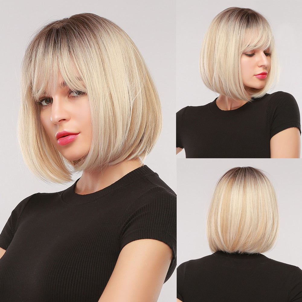 CHYLEANNA  Straight Bob Wigs with Bangs