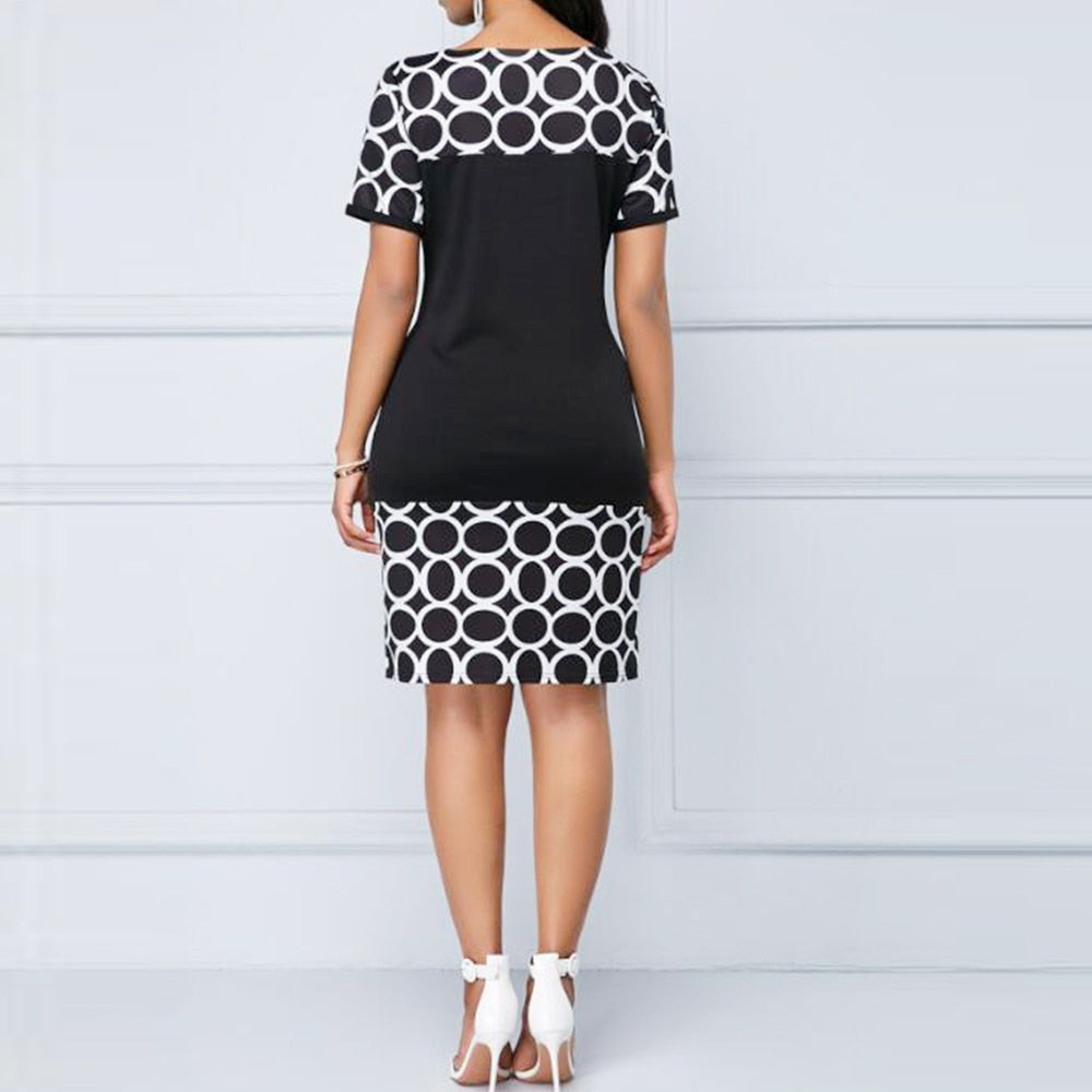 CHYLEANNA  Elegant Patchwork Geometric Dress