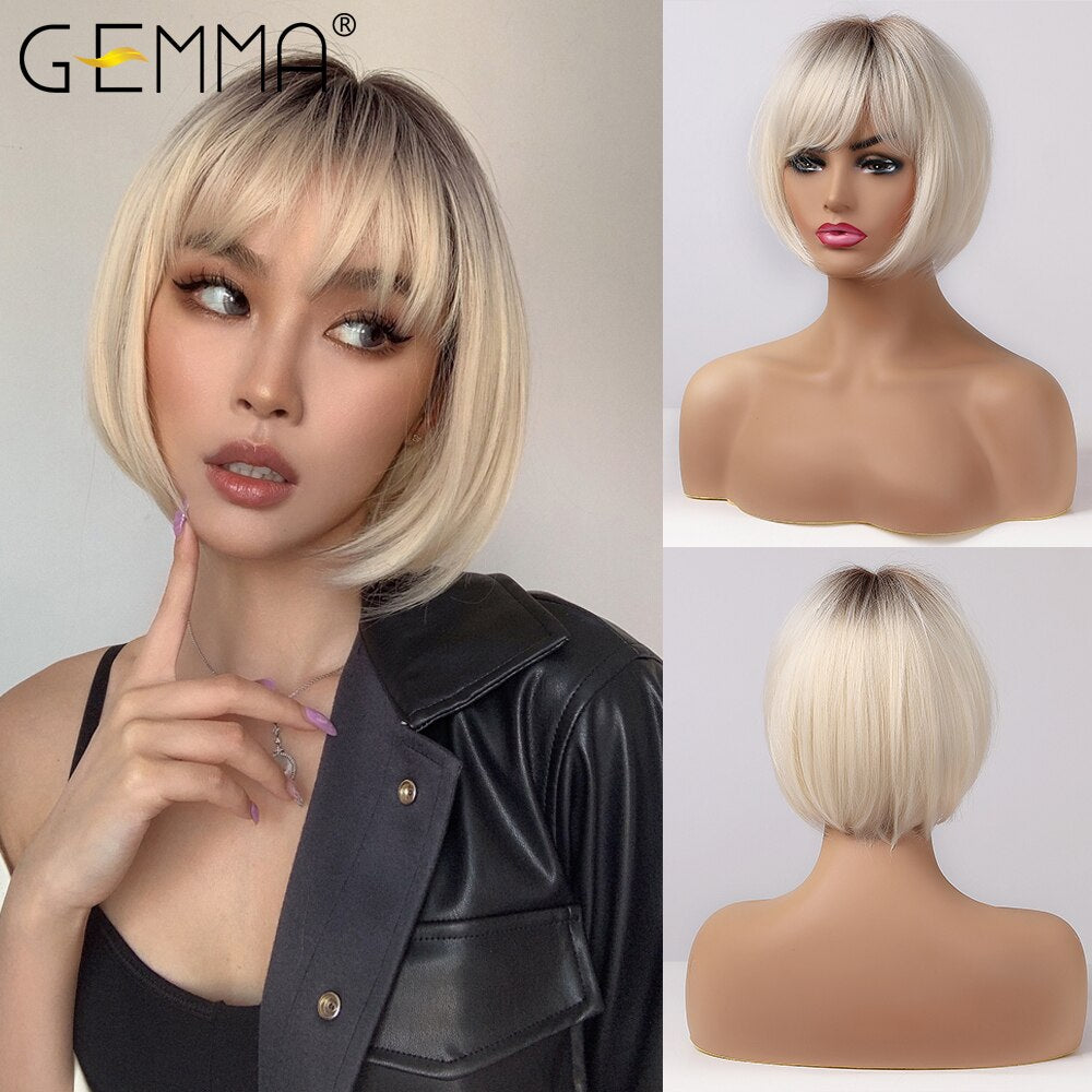 CHYLEANNA  Straight Bob Wigs with Bangs