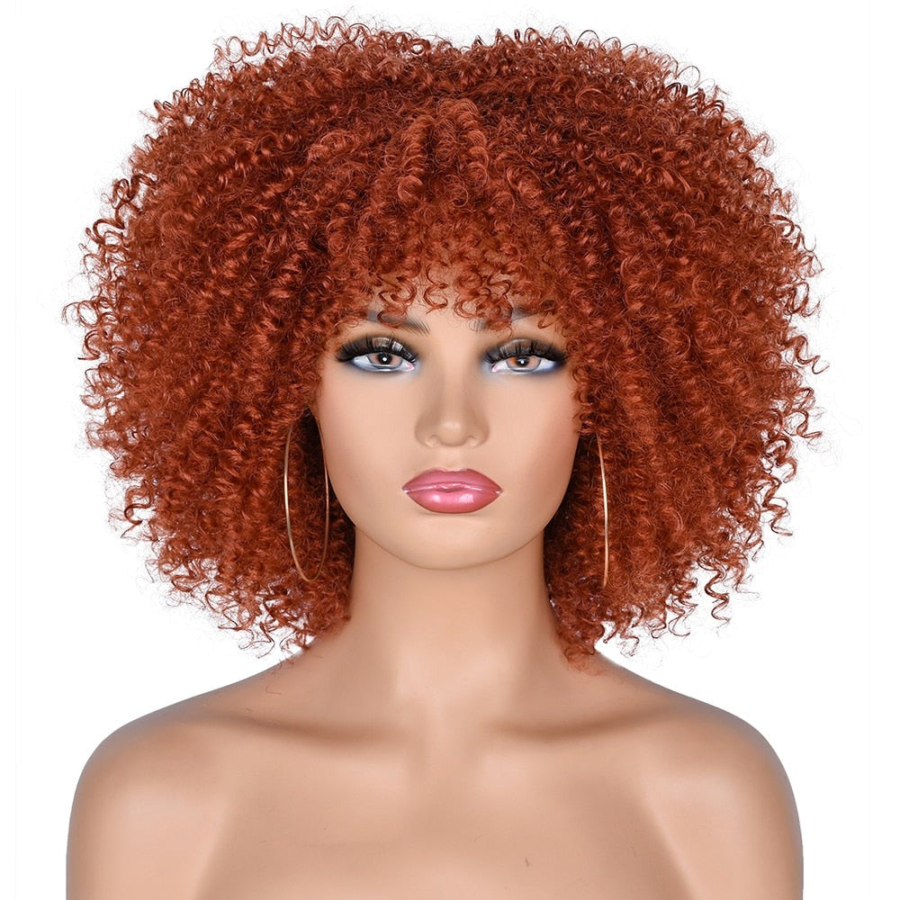 CHYLEANNA  Short Afro Curly Wigs With Bangs