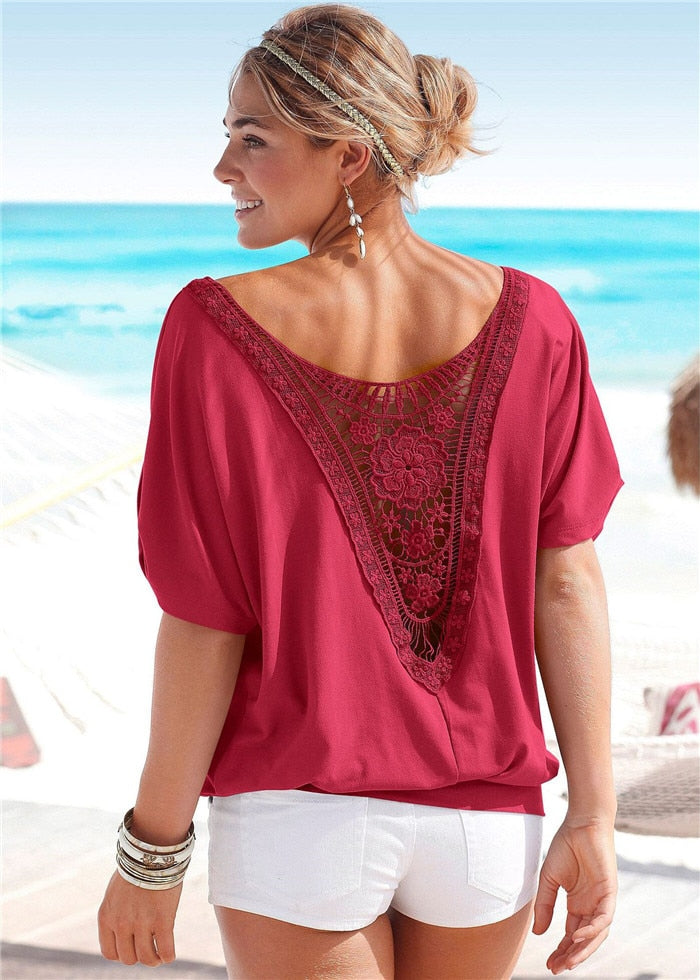 CHYLEANNA  V-Back Lace T-Shirt