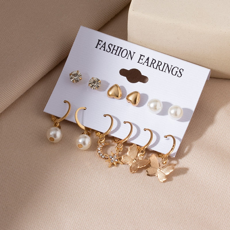 CHYLEANNA  Set Retro Geometric Stud Earrings