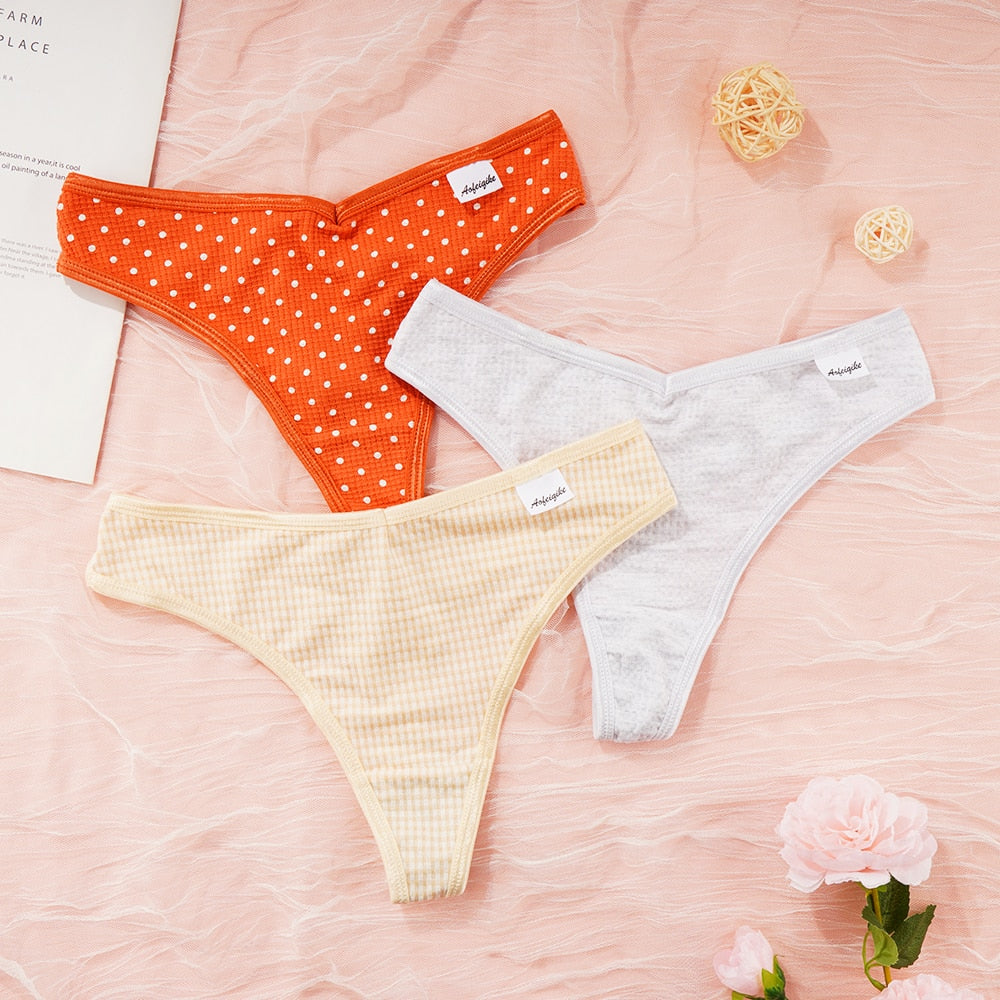 CHYLEANNA  3 Pcs/Set Cotton Dot Seamless Panties