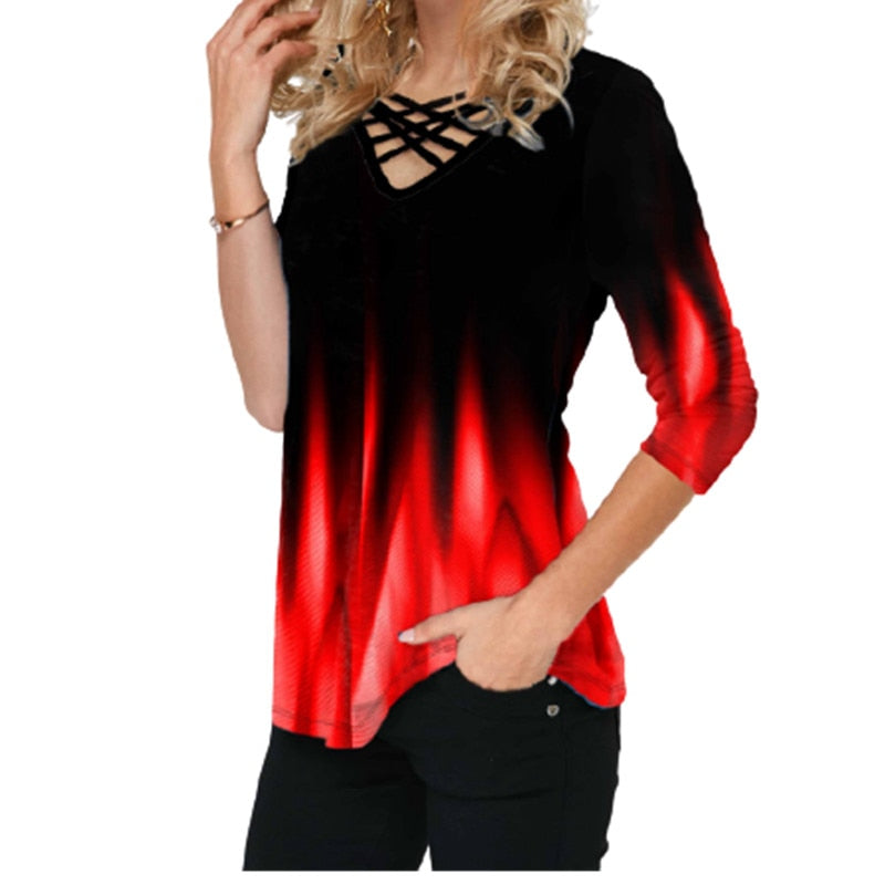 CHYLEIGH  V-Neck Criss Cross Shirt