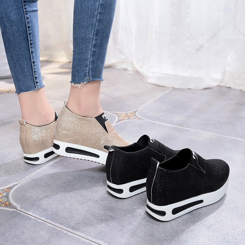 Women Shoes Ladies Flat Thick Bottom Shoes Slip on Ankle Boots Casual Platform Sport Shoes 2021 New
