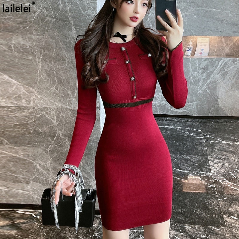 CHYLEANNA  Knitted Button Dress