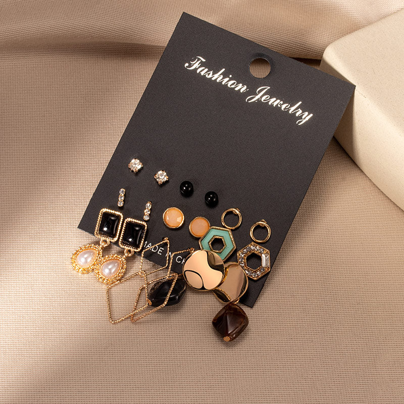 CHYLEANNA  Set Retro Geometric Stud Earrings