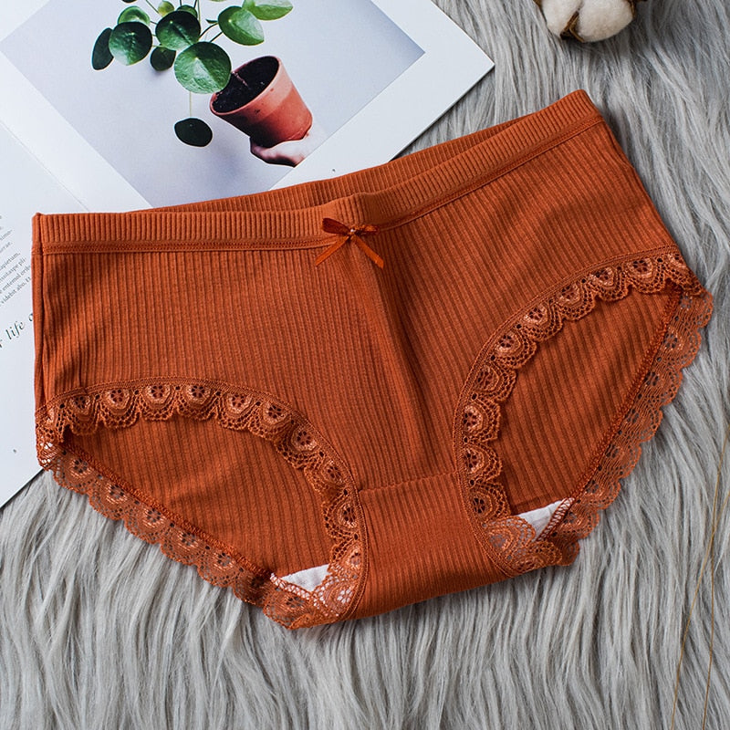 CHYLEANNA  5 Pcs/Pack Threaded Lace Trim Underpants