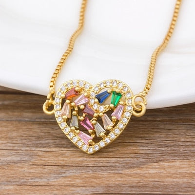 CHYLEANNA  Heart Zirconia Pendant Chain Necklace