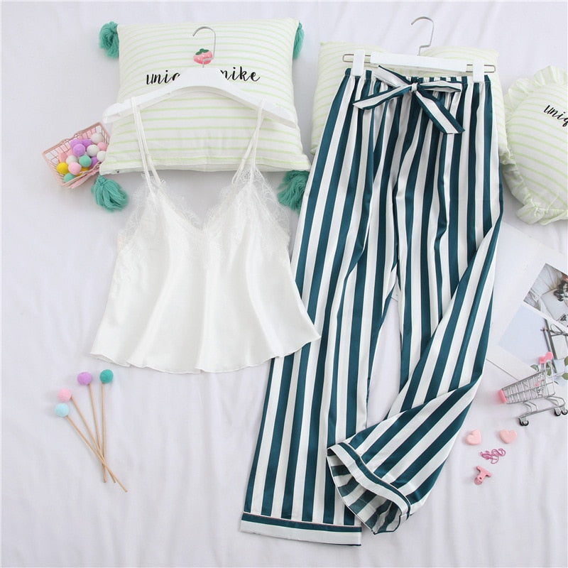 CHYLEANNA  Satin Stripe Set Pyjamas