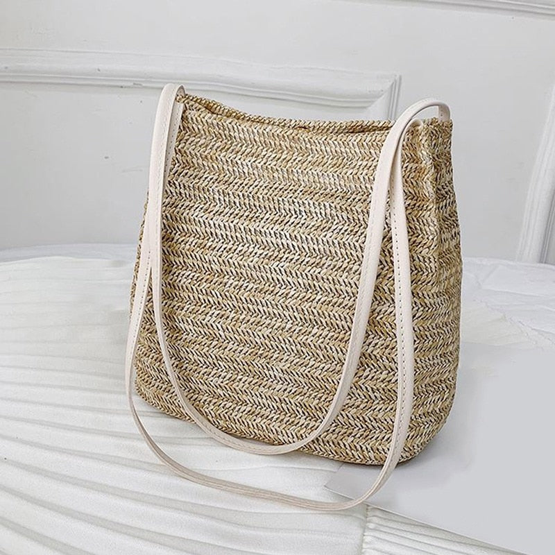 CHYLEANNA   Knitted Straw Satchel Bag
