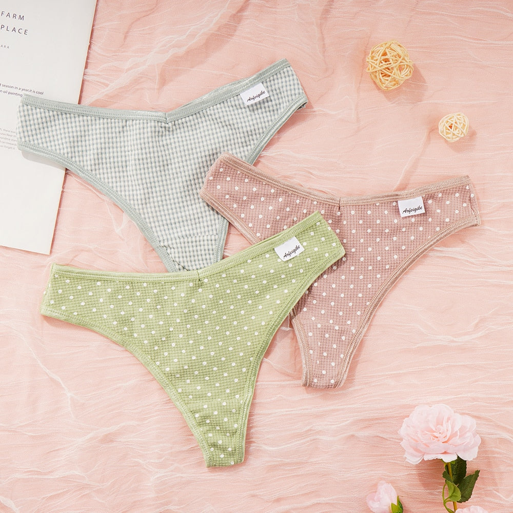 CHYLEANNA  3 Pcs/Set Cotton Dot Seamless Panties