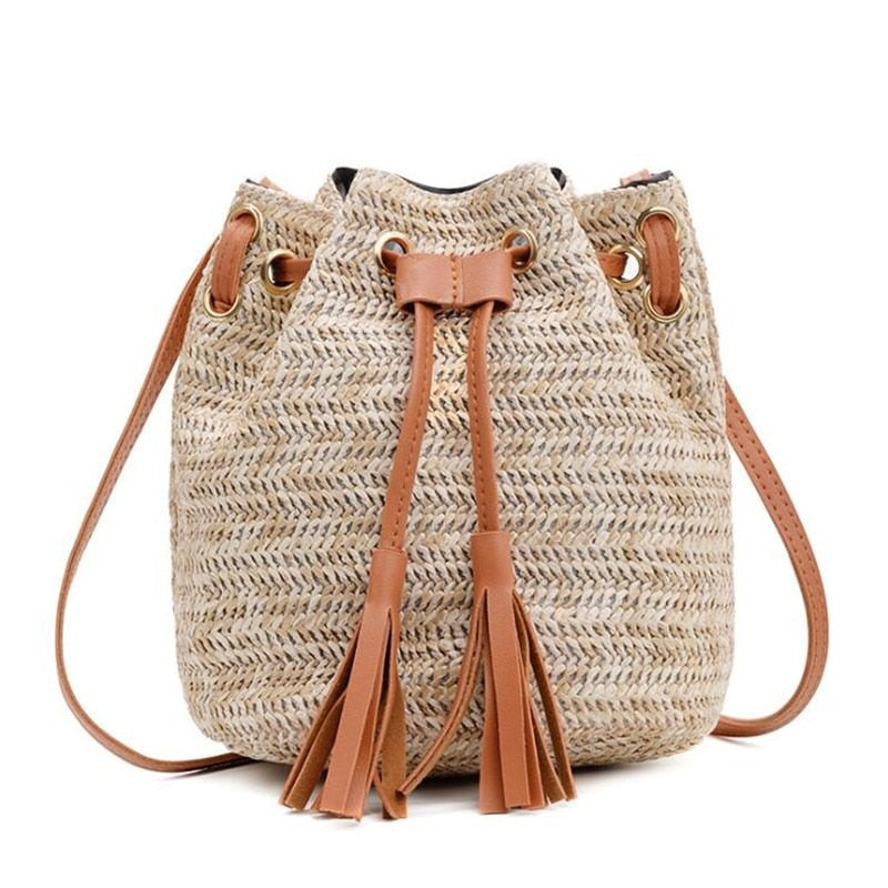 CHYLEANNA   Knitted Straw Satchel Bag