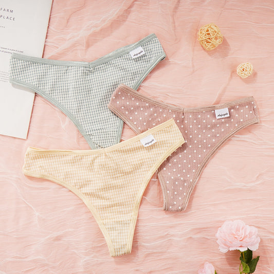 CHYLEANNA  3 Pcs/Set Cotton Dot Seamless Panties