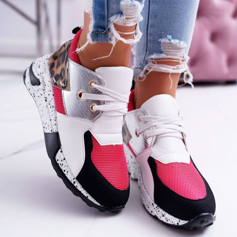CHYLEANNA  Leopard Lace-Up Platform Sneakers
