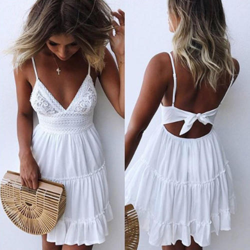 CHYLEANNA  Open Back Lace Bow Dress