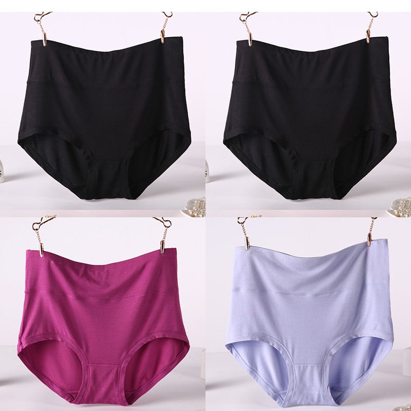 CHYLEIGH   4 Pcs/Lot High Waist Plus Size Bamboo Fiber Panties