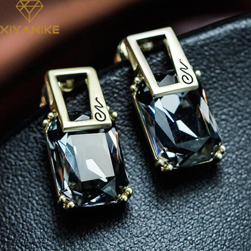 CHYLEIGH  Square Crystal Stud Earrings