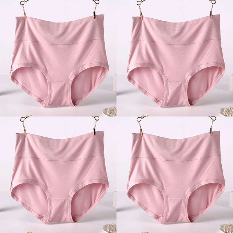 CHYLEIGH   4 Pcs/Lot High Waist Plus Size Bamboo Fiber Panties