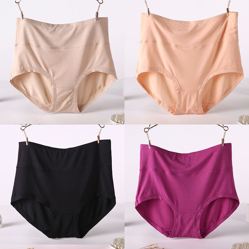 CHYLEIGH   4 Pcs/Lot High Waist Plus Size Bamboo Fiber Panties