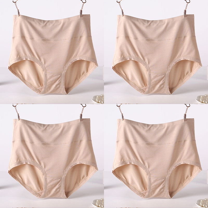 CHYLEIGH   4 Pcs/Lot High Waist Plus Size Bamboo Fiber Panties