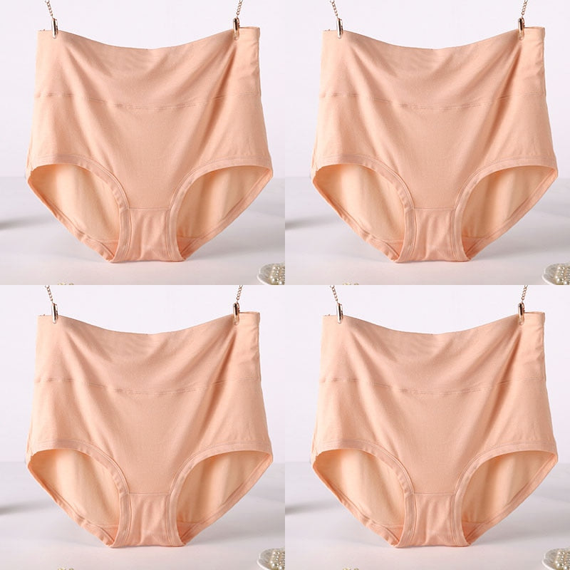 CHYLEIGH   4 Pcs/Lot High Waist Plus Size Bamboo Fiber Panties