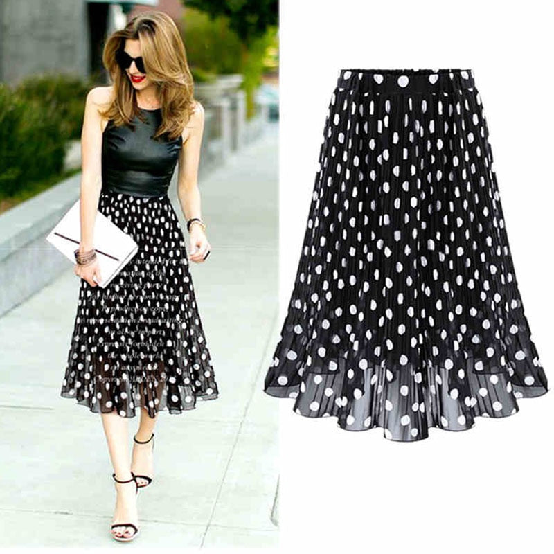 CHYLEANNA  Pleated Polka Dot Skirt