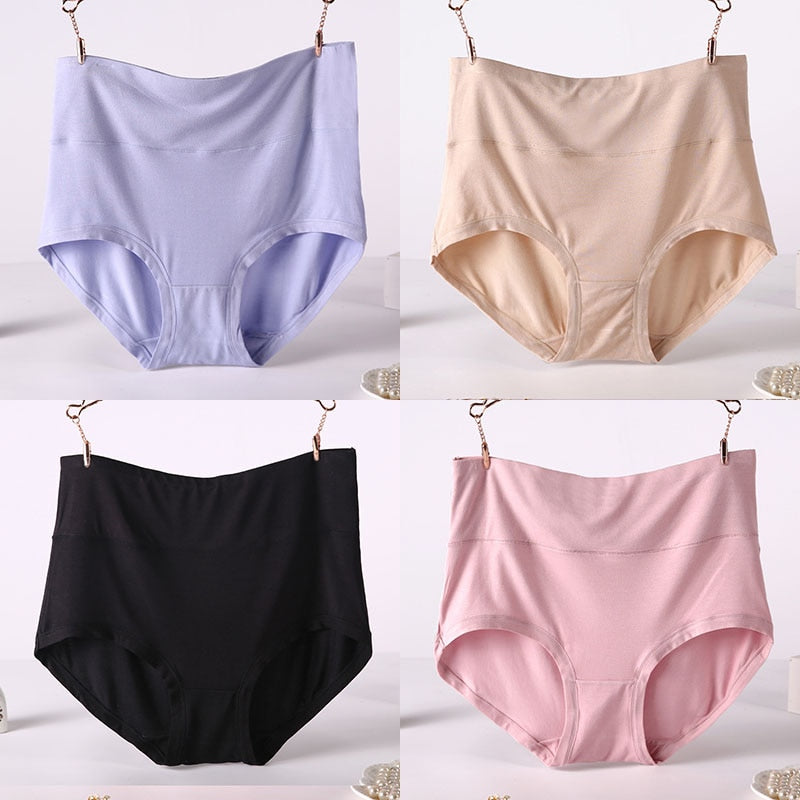 CHYLEIGH   4 Pcs/Lot High Waist Plus Size Bamboo Fiber Panties