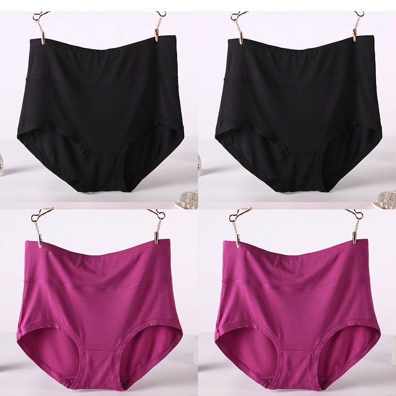 CHYLEIGH   4 Pcs/Lot High Waist Plus Size Bamboo Fiber Panties