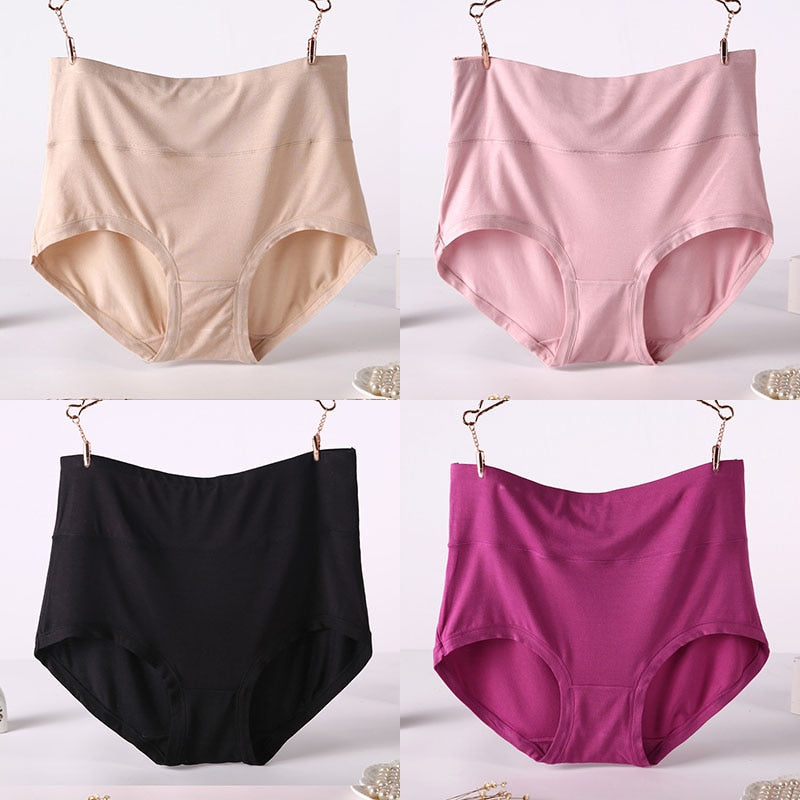 CHYLEIGH   4 Pcs/Lot High Waist Plus Size Bamboo Fiber Panties