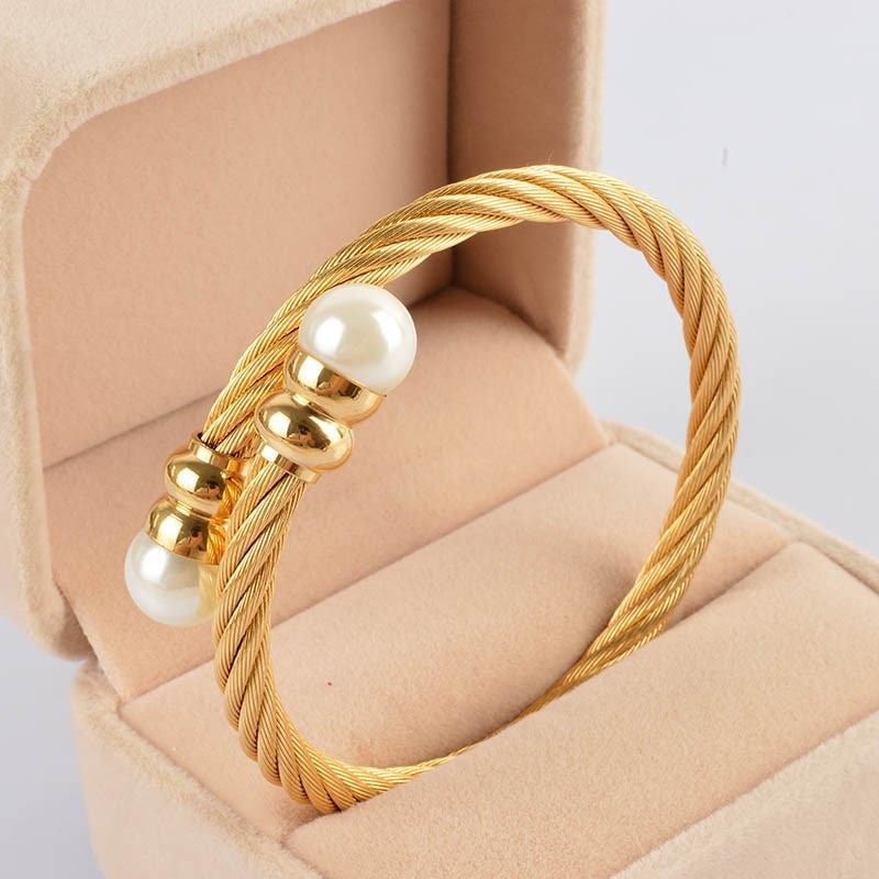 CHYLEANNA  Trendy Cable Bangles Gold Bracelet