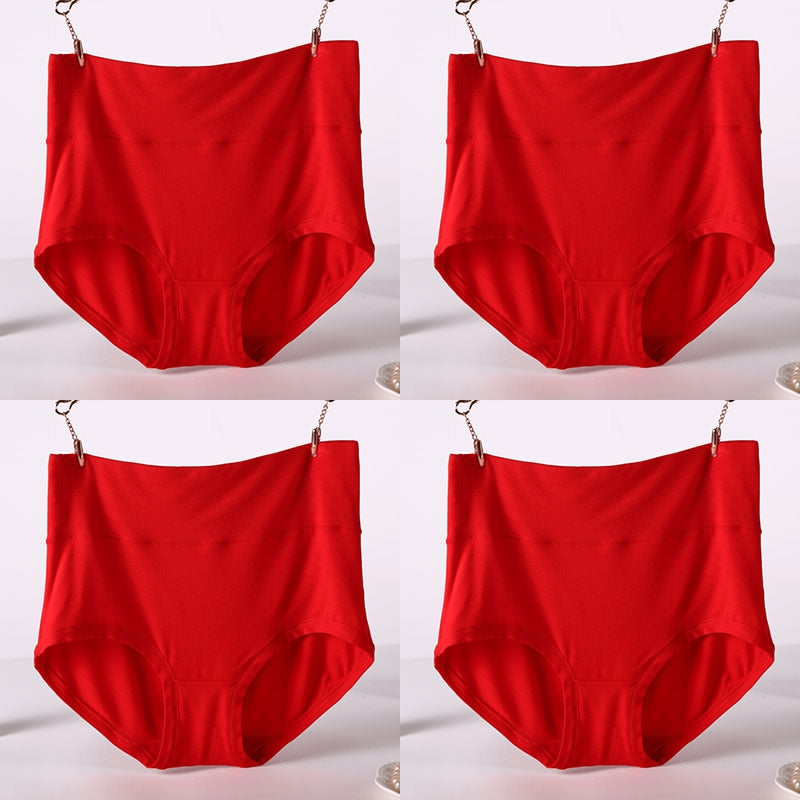 CHYLEIGH   4 Pcs/Lot High Waist Plus Size Bamboo Fiber Panties