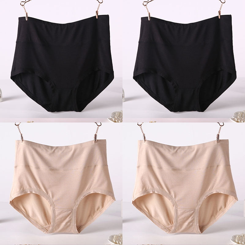 CHYLEIGH   4 Pcs/Lot High Waist Plus Size Bamboo Fiber Panties