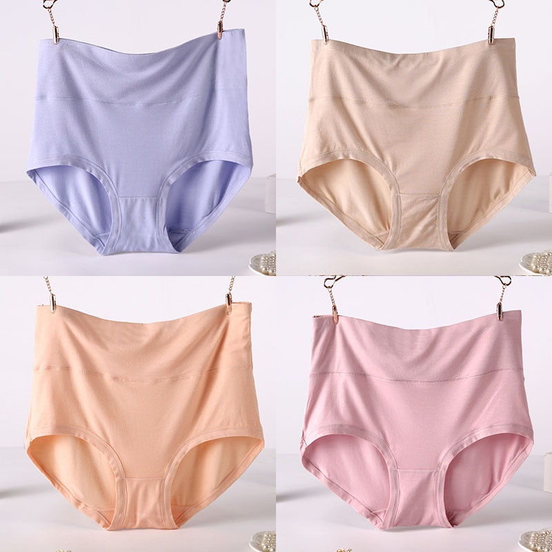 CHYLEIGH   4 Pcs/Lot High Waist Plus Size Bamboo Fiber Panties