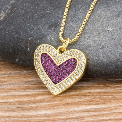 CHYLEANNA  Heart Zirconia Pendant Chain Necklace