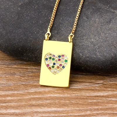 CHYLEANNA  Heart Zirconia Pendant Chain Necklace