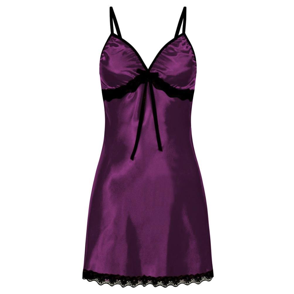 CHYLEANNA  Lace Silk Satin Night Dress