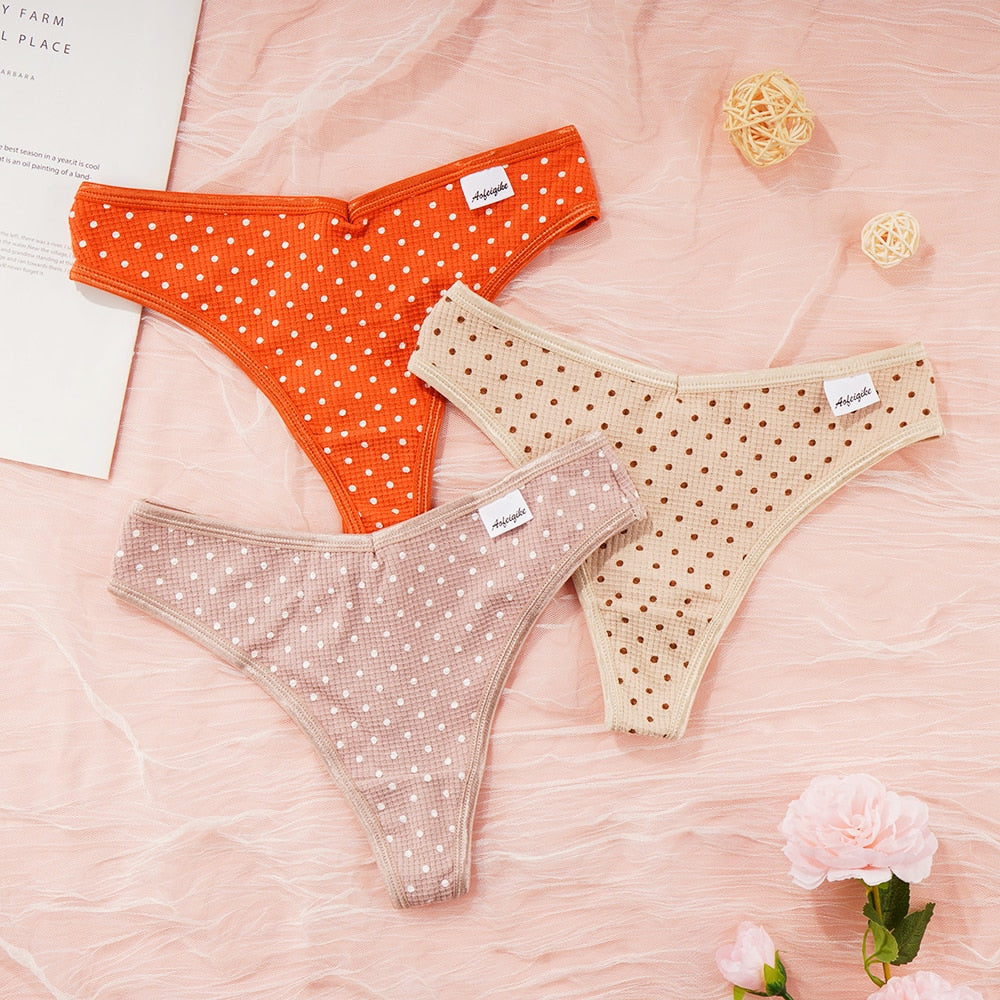 CHYLEANNA  3 Pcs/Set Cotton Dot Seamless Panties