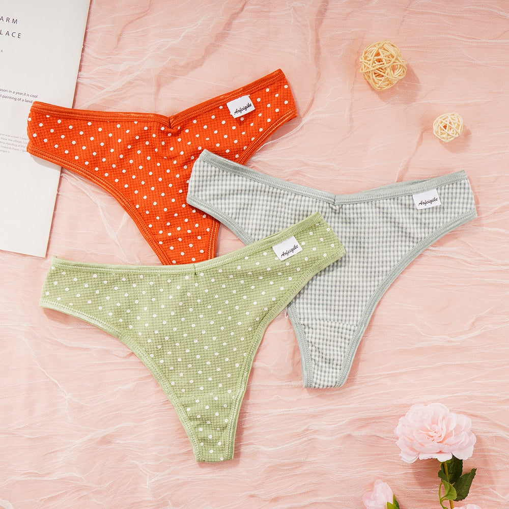 CHYLEANNA  3 Pcs/Set Cotton Dot Seamless Panties