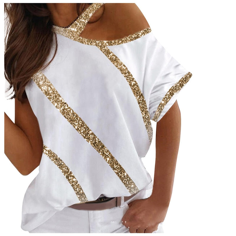 CHYLEANNA T-shirt met strepen en stiksels