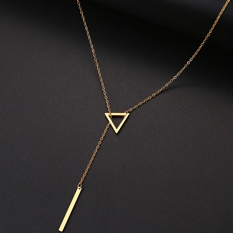 CHYLEANNA  Triangle Double Pendant Long Chain