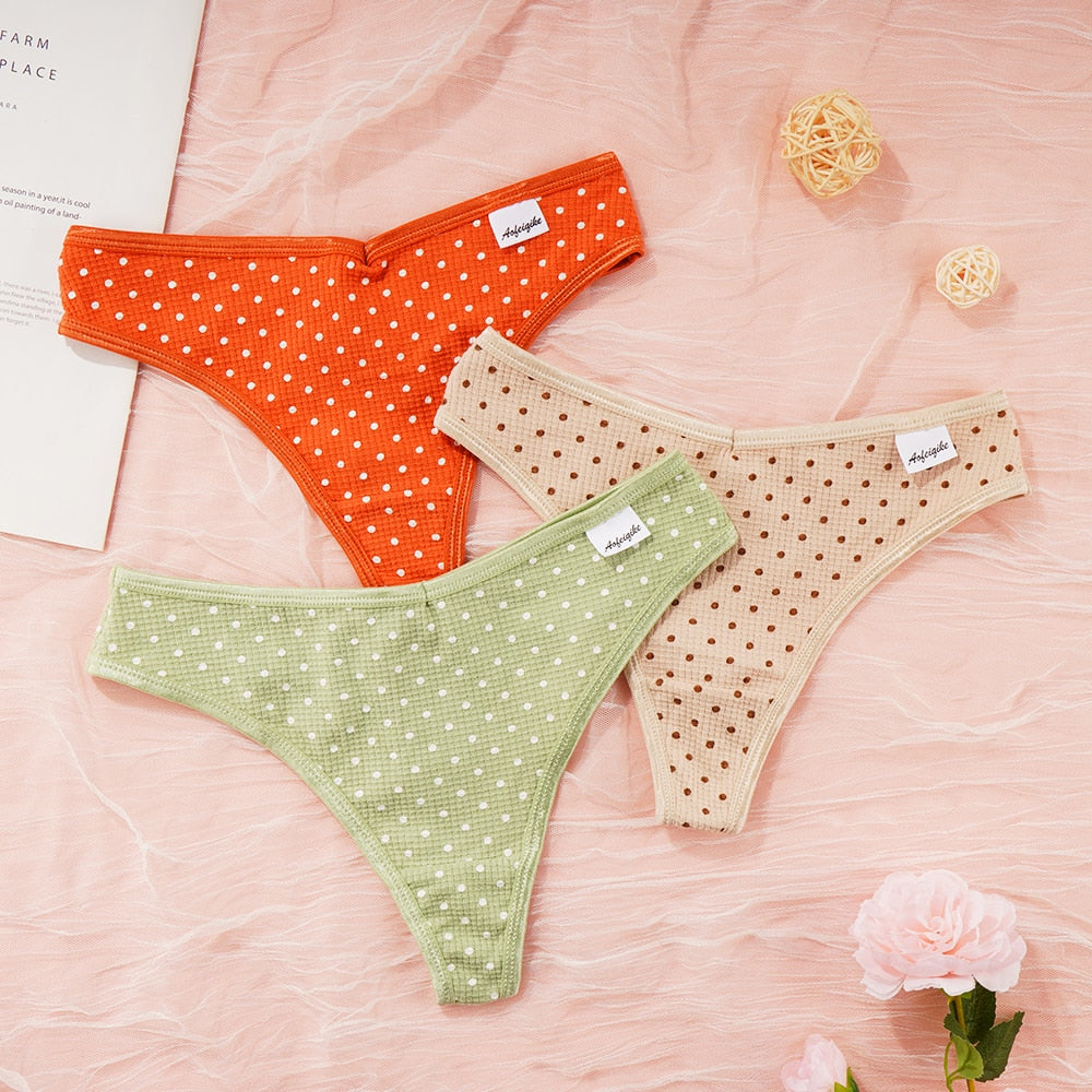 CHYLEANNA  3 Pcs/Set Cotton Dot Seamless Panties