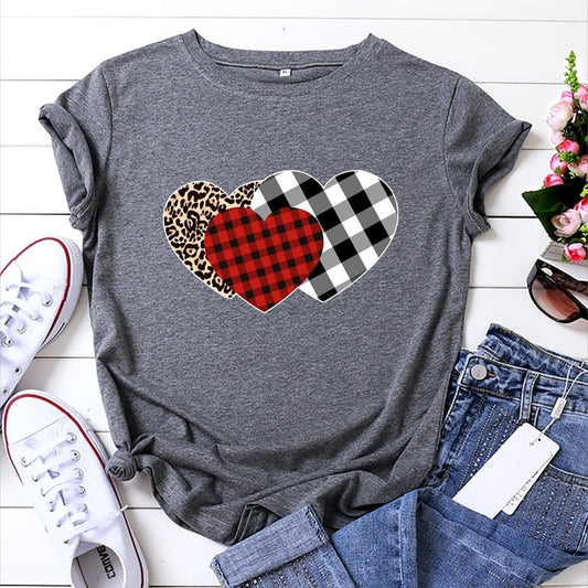 CHYLEANNA  Versatile Plaid Heart Tees