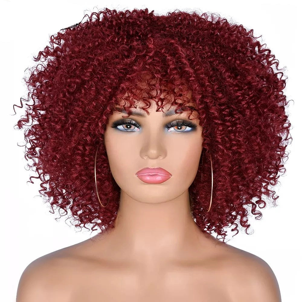 CHYLEANNA  Short Afro Curly Wigs With Bangs