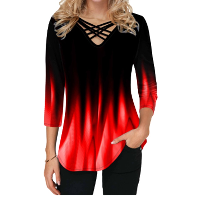 CHYLEIGH  V-Neck Criss Cross Shirt