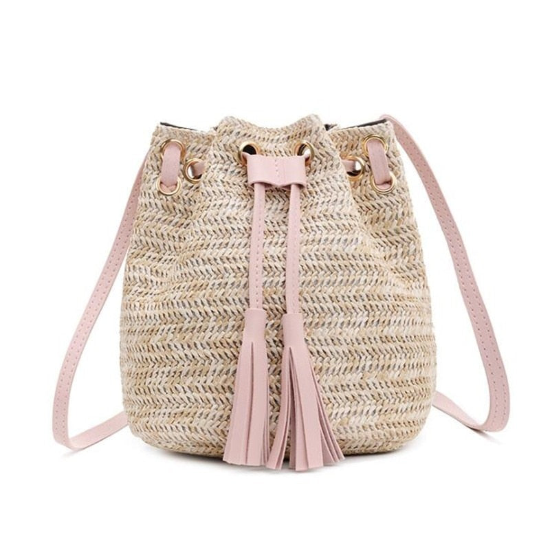 CHYLEANNA   Knitted Straw Satchel Bag